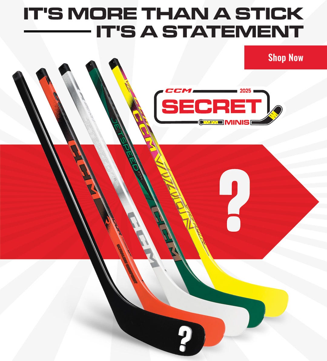 CCM Secret Mini Hockey Sticks. It's more than a stick, it's a statment.