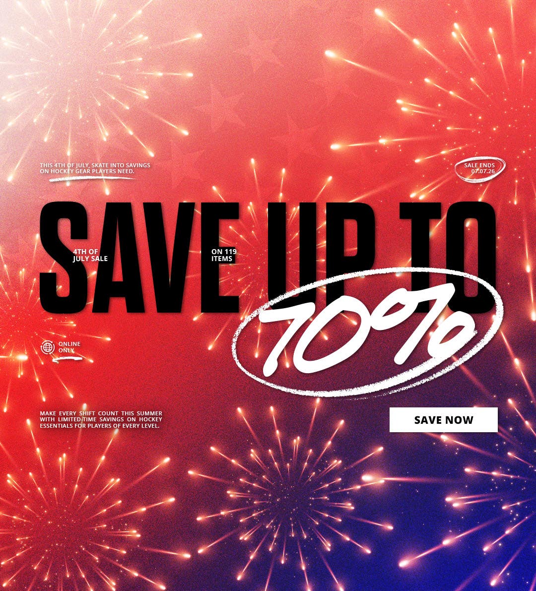 4th of July Sale. Save up to 70% on 119 items. Sale ends 7/7/2026.