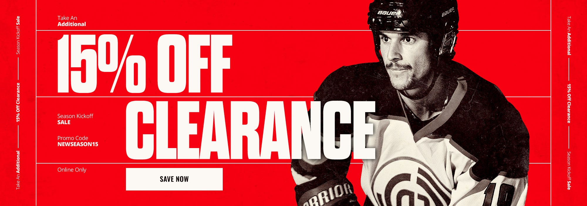 Season Kickoff Sale: Take an additional 15% off clearance. Promo code NEWSEASON15.