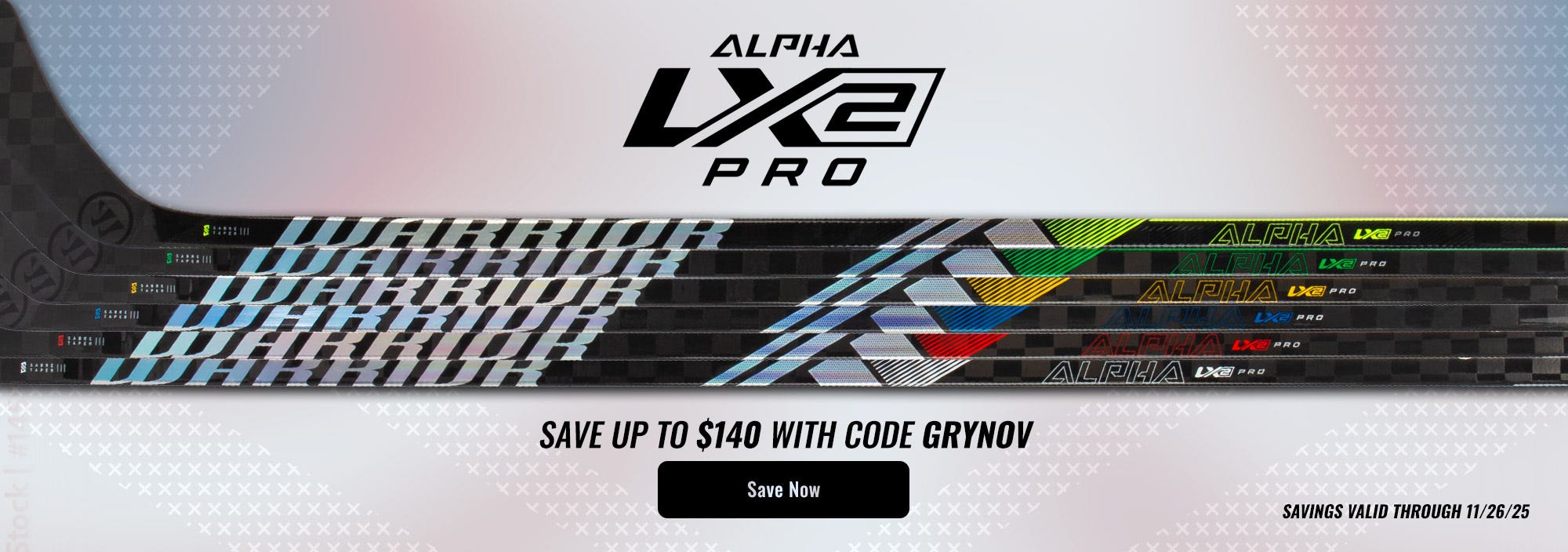 Warrior Alpha LX2 Hockey Sticks. Save up to $140 with code GRYNOV. Savings valid through 11/26/25.