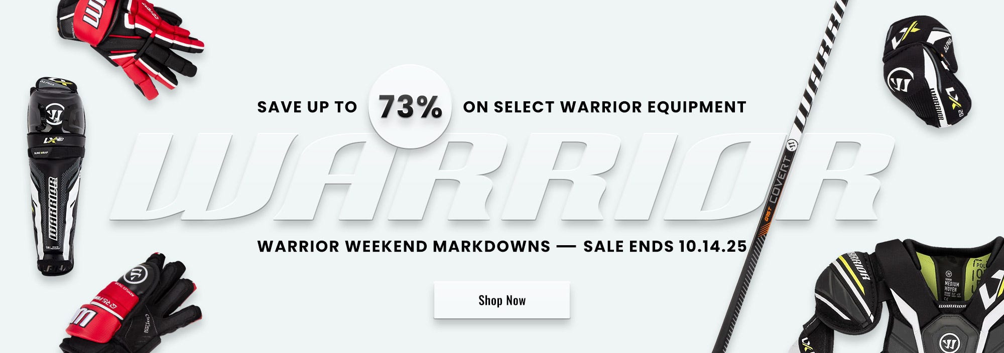 Warrior Weekend Markdowns. Save up to 73% on select Warrior Equipment. Sale ends 10/14/25.