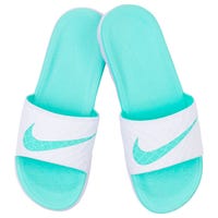 "Nike Benassi Solarsoft 2 Womens Slide Sandals - White/Artisan Teal Size 6.0"