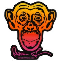 "Monkey Sport Apparel Monkey Sport by Pepper Foster - Monkey Logo Sticker in Yellow/Pink Size 3.5in. x 3.5in"