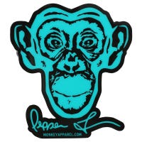 "Monkey Sport Apparel Monkey Sport by Pepper Foster - Monkey Logo Sticker in Teal Size 3.5in. x 3.5in"