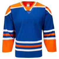 Athletic Knit Edmonton Oilers Uncrested Adult Hockey Jersey in Blue/Orange Size Small