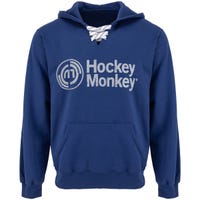 Monkeysports Hockey Monkey Skate Lace Senior Pullover Hoody in Blue Size Medium