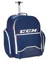 CCM 390 Player . Wheeled Hockey Equipment Backpack in Navy/White Size 18in
