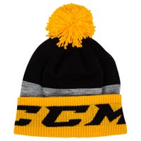 "CCM Core Pom Knit Beanie in Black/Yellow"