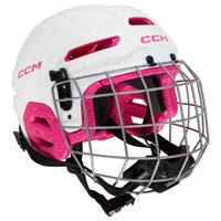 "CCM Mutltisport Youth Hockey Helmet Combo in White/Pink"