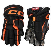 CCM Tacks AS-V Junior Hockey Gloves in Black/Orange Size 10in
