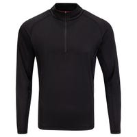 CCM Half Zip Premium Adult Long Sleeve Training T-Shirt in Black Size Small