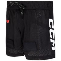 "CCM Mesh Youth Shorts with Jock/Tabs in Black Size Medium"