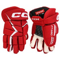 CCM Jetspeed FT680 Junior Hockey Gloves in Red/White Size 10in