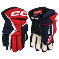 CCM Jetspeed FT680 Junior Hockey Gloves in Navy/Red/White Size 10in