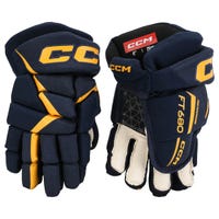 CCM Jetspeed FT680 Junior Hockey Gloves in Navy/Sunflower Size 10in