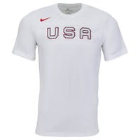 "Nike USA Hockey Olympic Core Cotton Senior Short Sleeve T-Shirt in White Size Medium"