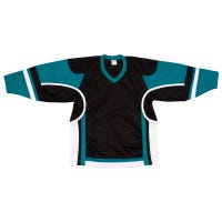 "Stadium Youth Hockey Jersey - in Black/Teal/White Size Goal Cut (Junior)"