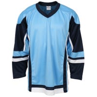 "Stadium Adult Hockey Jersey - in Powder Blue/Navy/White Size Goal Cut (Intermediate)"
