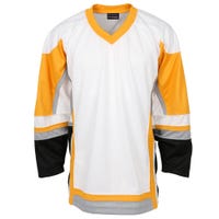 "Stadium Adult Hockey Jersey - in White/Gold/Grey Size Goal Cut (Intermediate)"