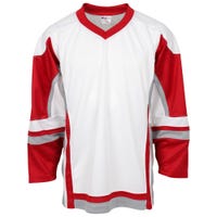 "Stadium Adult Hockey Jersey - in White/Red/Grey Size Goal Cut (Intermediate)"