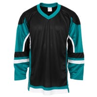 "Stadium Adult Hockey Jersey - in Black/Teal/White Size XX-Large"