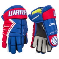 Warrior Alpha DX3 Junior Hockey Gloves | Nylon in Royal/Red/White Size 11in