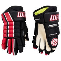 Warrior Alpha FR Pro Junior Hockey Gloves in Black/Red Size 12in