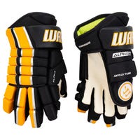 Warrior Alpha FR Pro Junior Hockey Gloves in Black/Gold Size 12in