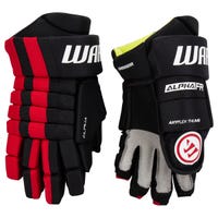 Warrior Alpha FR Junior Hockey Gloves in Black/Red Size 12in