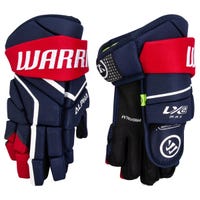 Warrior LX2 Max Junior Hockey Gloves in Navy/Red Size 10in