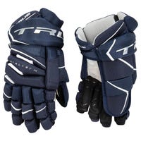 True Catalyst 7X Junior Hockey Gloves in Navy Size 10in