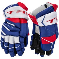 True Catalyst 7X Senior Hockey Gloves in Red/White/Blue Size 14in