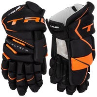 True Catalyst 7X Senior Hockey Gloves in Black/Orange Size 13in