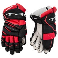 True Catalyst 9X Senior Hockey Gloves in Black/Red Size 14in