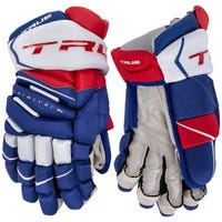 True Catalyst 9X Senior Hockey Gloves in Red/White/Blue Size 13in