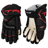 True Catalyst 5X3 Senior Hockey Gloves in Black/Red Size 13in