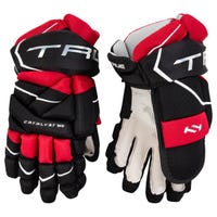 True Catalyst 7X3 Junior Hockey Gloves in Black/Red Size 11in