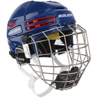 Bauer Re-Akt 75 Hockey Helmet Combo in Blue/Red