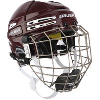 Bauer Re-Akt 75 Hockey Helmet Combo in Maroon/White