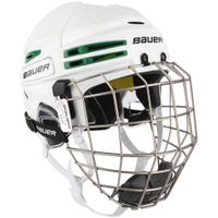 Bauer Re-Akt 75 Hockey Helmet Combo in White/Kelly Green