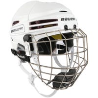 Bauer Re-Akt 75 Hockey Helmet Combo in White/Maroon