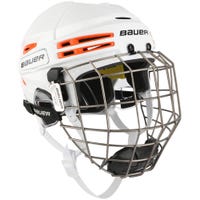Bauer Re-Akt 75 Hockey Helmet Combo in White/Orange