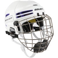 Bauer Re-Akt 75 Hockey Helmet Combo in White/Purple