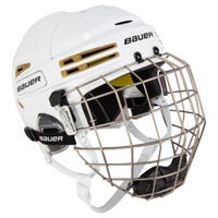 Bauer Re-Akt 75 Hockey Helmet Combo in White/Vegas Gold