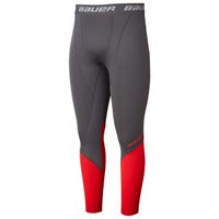 Bauer Pro Base Layer Youth Compression Pants in Grey/Red Size Large