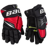 Bauer Vapor 2X Pro Junior Hockey Gloves in Black/Red Size 12in