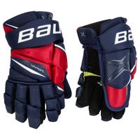 Bauer Vapor 2X Pro Junior Hockey Gloves in Navy/Red/White Size 10in