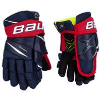 Bauer Vapor 2X Junior Hockey Gloves in Navy/Red/White Size 10in