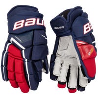 Bauer Supreme Ultrasonic Senior Hockey Gloves in Navy/Red/White Size 14in