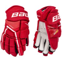 Bauer Supreme Ultrasonic Senior Hockey Gloves in Red Size 15in